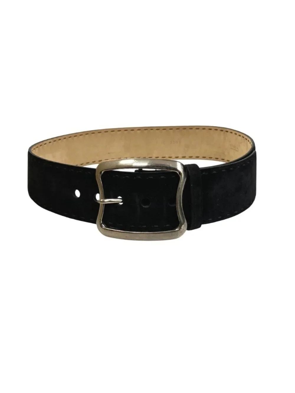 Prada Wide Belt Buckle Suede Leather Waist 85/34 Black